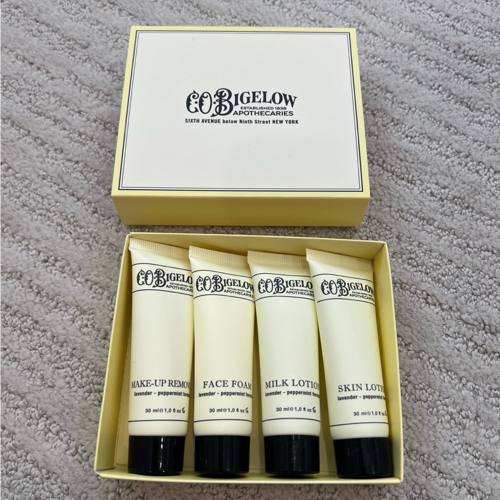 C.O. Bigelow Apothecaries Lavender Peppermint 4 piece skincare travel bundle NEW